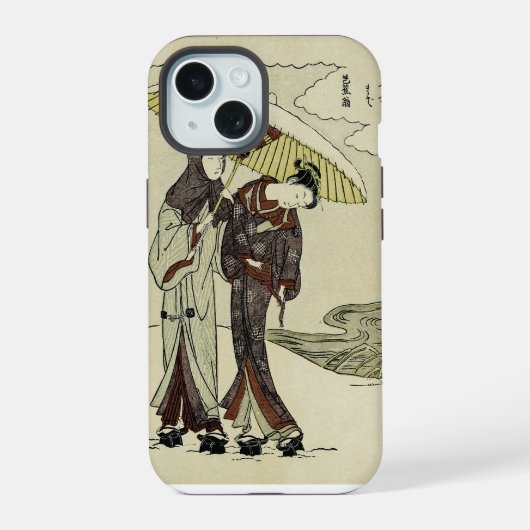 傘を差す恋人たち iPhone 15ケース (裏面)