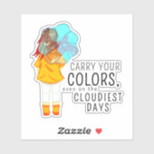 傘を巻いた女の子の前向き引用文 シール (シート)