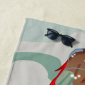 傘を巻いた女の子の前向き引用文 ビーチタオル (インサイチュ)