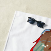 傘を巻いた女の子の前向き引用文 ビーチタオル (インサイチュ)