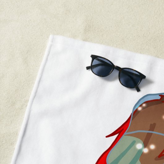 傘を巻いた女の子の前向き引用文 ビーチタオル (インサイチュ)