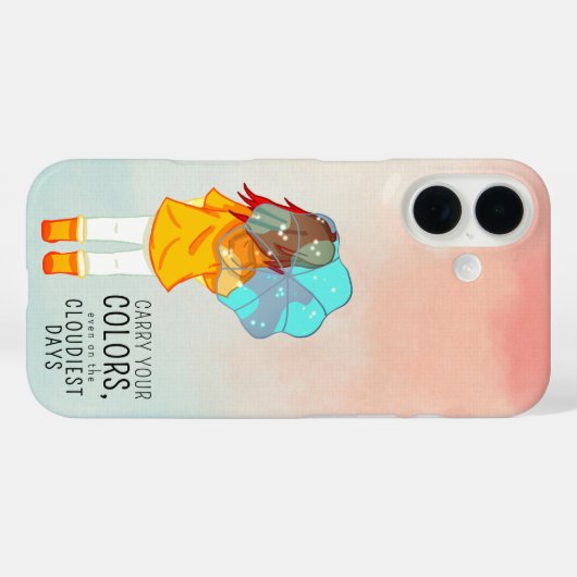 傘を巻いた女の子の前向き引用文 Case-Mate iPhoneケース (裏面 (横))