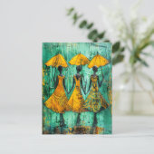 傘を持ったアフリカの女性 ポストカード (スタンド正面)