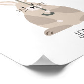 傘を持ったウサギのカスタム名前の保育園の壁アート ポスター (角)