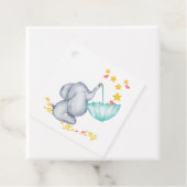 傘を持ったゾウかわいいニュートラルベビーシャワー フェイバータグ (インサイチュ)