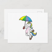 傘を持ったユニコーン ポストカード (正面/裏面)