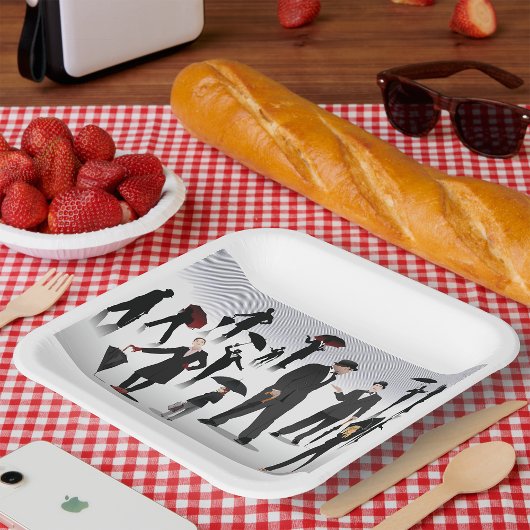 傘を持った人々 ペーパープレート