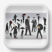 傘を持った人々 ペーパープレート (正面)