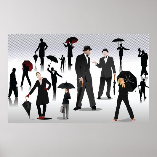 傘を持った人々 ポスター (正面)