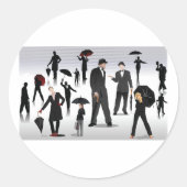 傘を持った人々 ラウンドシール (正面)