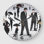傘を持った人々 ラージ壁時計 (正面)
