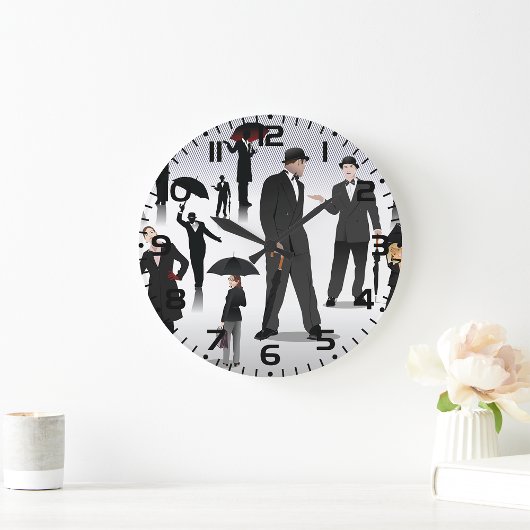 傘を持った人々 ラージ壁時計