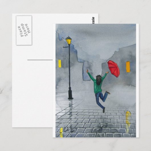 傘を持った人 ポストカード (正面/裏面)