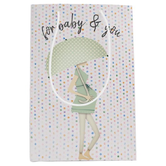 傘を持った妊婦 ミディアムペーパーバッグ (正面)