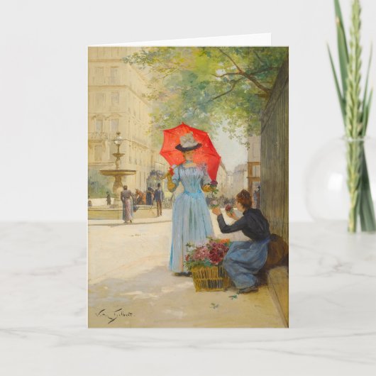 傘を持った若い女性 | ビクトル・ガブリエル・ギルバート カード (正面)