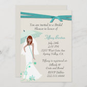 傘を持つかわいい花嫁のシャワー招待状 招待状 (正面/裏面)