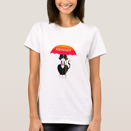 傘を持つタキシード猫 Tシャツ (正面)