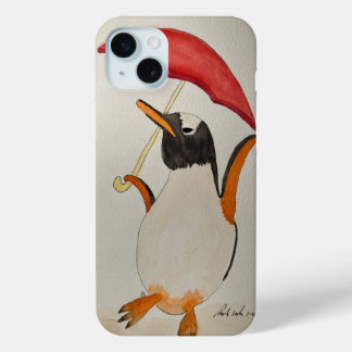 傘を持つペンギン iPhone 15 MINIケース