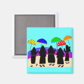 傘を持つ修道女"雨を期待" マグネット (正面/裏面)