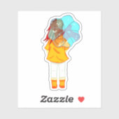 傘を持つ女の子の風スケッチ シール (シート)