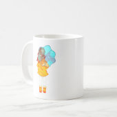 傘を持つ少女の風の中のデッサン コーヒーマグカップ (正面左)