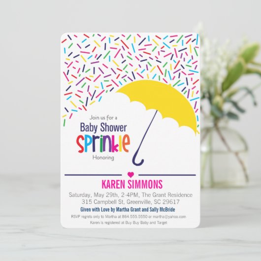 傘を雨が降っているベビーシャワーの招待状を振りかけて下さい 招待状 (スタンド正面)