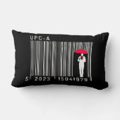 傘エレガントのバーコードを持つ紳士 ランバークッション (裏面)