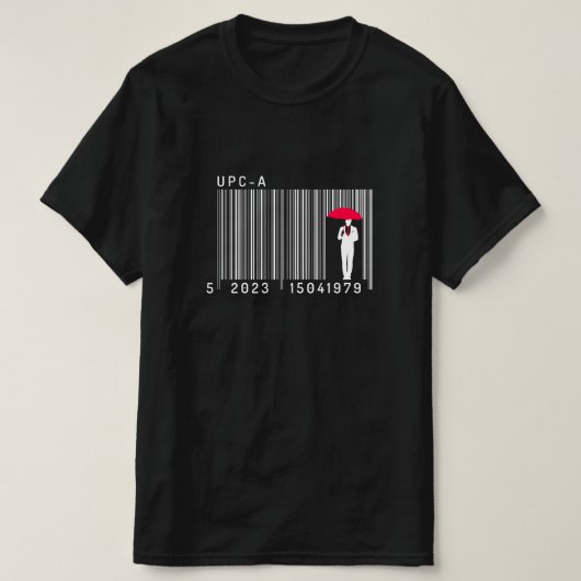 傘エレガントのバーコードを持つ紳士 Tシャツ (デザイン正面)