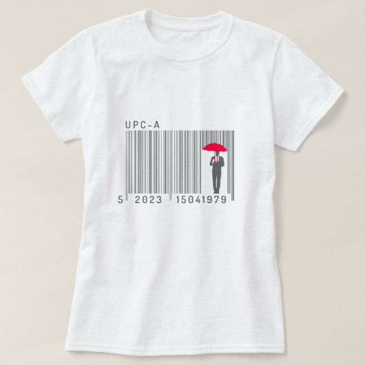 傘エレガントのバーコードを持つ紳士 Tシャツ (デザイン正面)