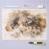 傘エレガント付き伝統的芸者 薄葉紙 (クラフト)