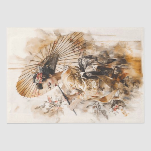 傘エレガント付き伝統的芸者 薄葉紙 (正面)