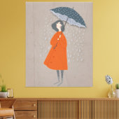 傘エレガント付き婦人 キャンバスプリント (インサイチュ (リビング))