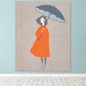 傘エレガント付き婦人 キャンバスプリント (インサイチュ (ウッドフロア))