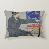 傘カフェのヴィンテージ絵画の人 アクセントクッション (正面)