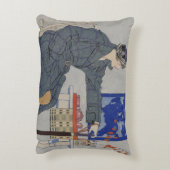 傘カフェのヴィンテージ絵画の人 アクセントクッション (裏面(縦))