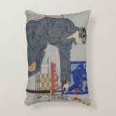 傘カフェのヴィンテージ絵画の人 アクセントクッション (正面(垂直))