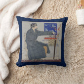 傘カフェのヴィンテージ絵画の人 クッション (ブランケット)