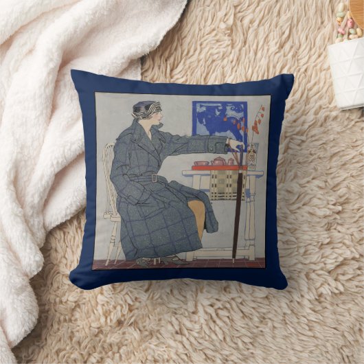 傘カフェのヴィンテージ絵画の人 クッション (ブランケット)