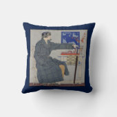 傘カフェのヴィンテージ絵画の人 クッション (裏面)