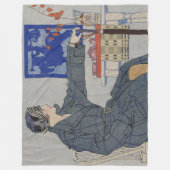 傘カフェのヴィンテージ絵画の人 フリースブランケット (正面)