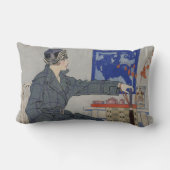 傘カフェのヴィンテージ絵画の人 ランバークッション (裏面)