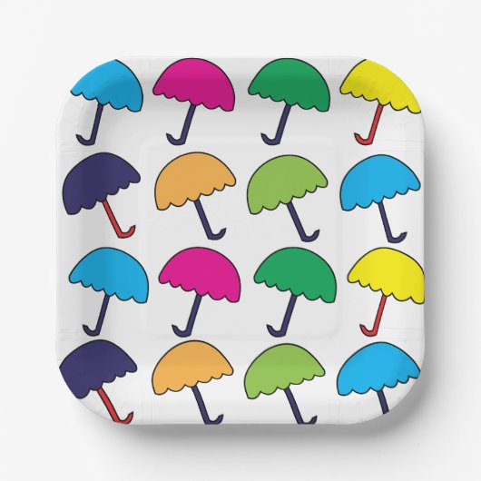 傘カラフルパーティー ペーパープレート (正面)