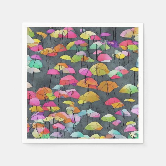 傘カラフル柄 スタンダードカクテルナプキン (正面)
