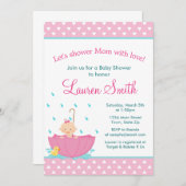 傘ガールベビーシャワー招待状カード 招待状 (正面/裏面)