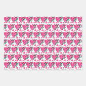 傘ガール水彩ハート花柄 ラッピングペーパーシート (正面2)