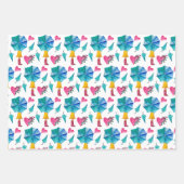 傘ガール水彩ハート花柄 ラッピングペーパーシート (正面)