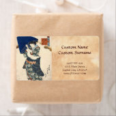 傘クラシック芸付き浮世絵芸者 ラベル (インサイチュ)