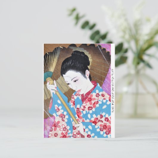 傘クール付き東洋の日本クラシック女性 ポストカード (スタンド正面)