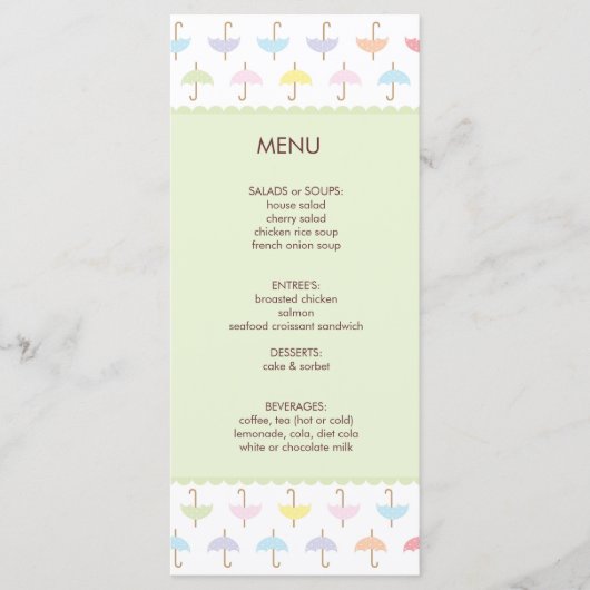 傘シャワーメニュー メニュー (正面)