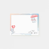 傘ハート飛んでいる風船を空に ポストイット (正面)